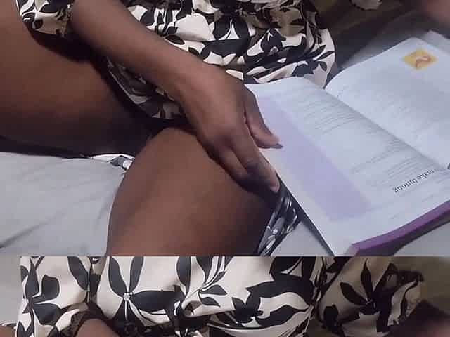Secretly Looking at My Step Stepsister Reading for Exam in Her Bedroom Wearing Neither Pants nor Bra. Ony a Big Dress