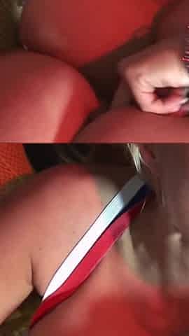Blonde milf with big balls and lots of sperm