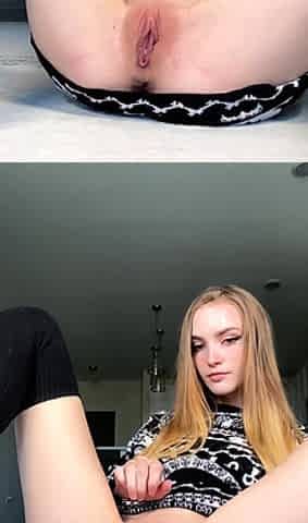Juicy cherry blonde teens solo action