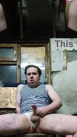Homo cums and covers his entire screwing face with recent cum!