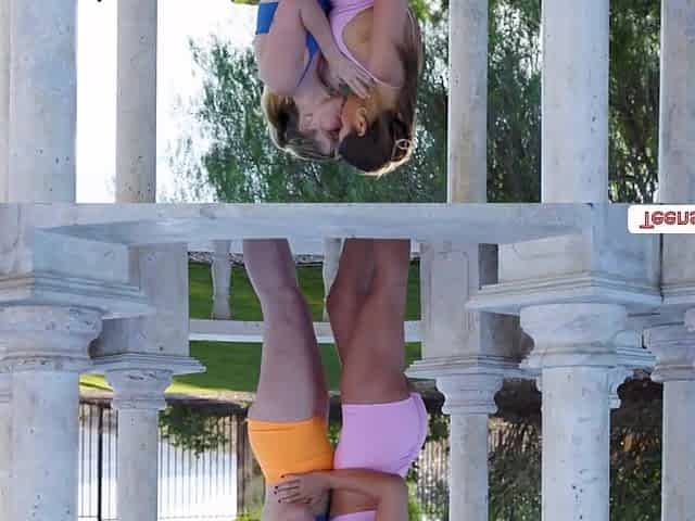Lesbian trainer eats her clients pussy after session