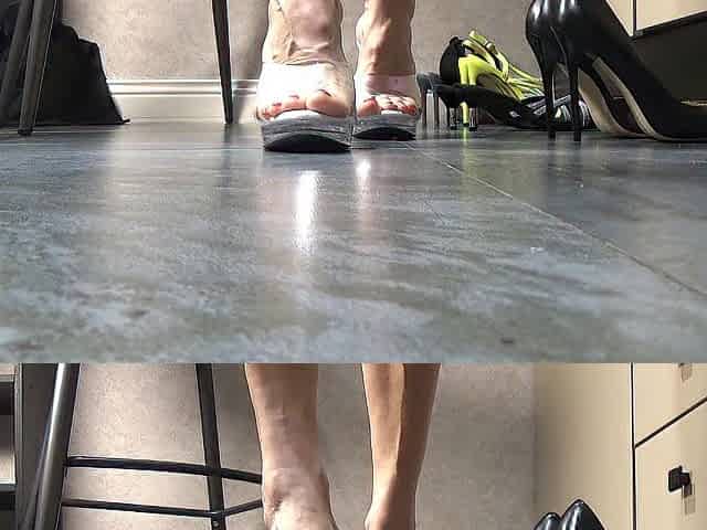 Trying on sandals on fetish feet
