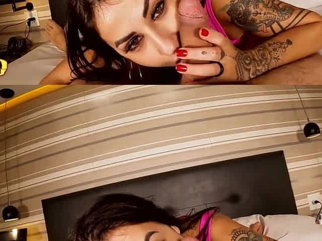 Brazilian beauty delivers pov facefuck with supersized booty passion