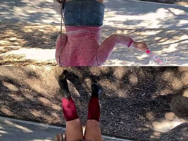 Beauty nearly got caught fingering + vibing in a public park