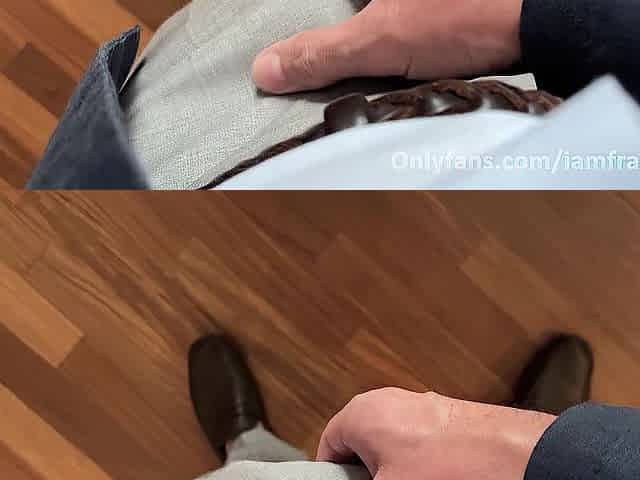 Large jock shots a lot of cum all over a glass table