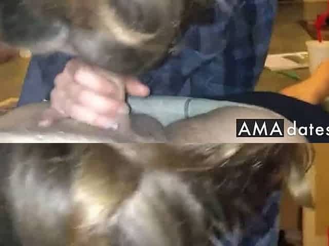 Skinny Brunette Loves Sucking Cock