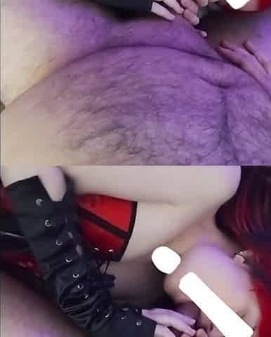 Small punk hotty in a corset gives oral-job then get railed until shes full of cum (POV, insertion)