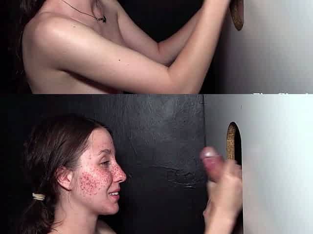 Glory hole blowjob busty amateur blonde fucking in stall