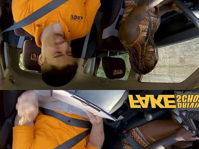 Her large ebony booty is plan to pass! - Fake Driving School