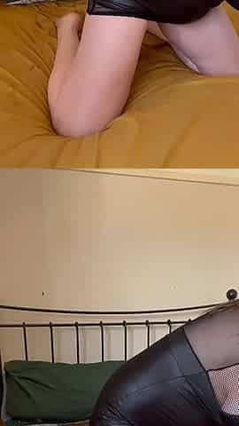 Black Satin Choker Mini Dress with Perfect Pussy