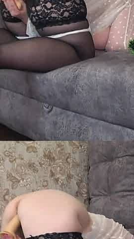 A Home Camera Watches From the Side, as a Mature Wife Fucks with a Dildo. Chubby MILF with a Big Ass Behind the Scenes. PAWG.