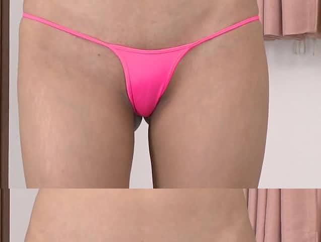 Beautiful Japanes girl in micro bikini show pink