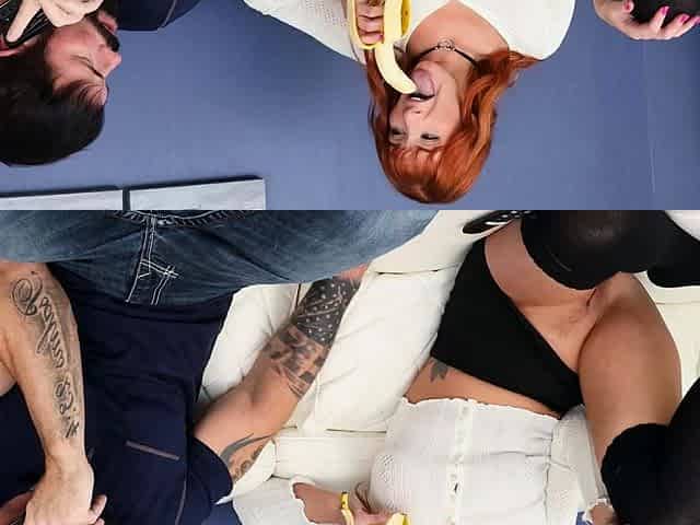 Nookies Redhead Gives Sloppy Blowjob on Couch