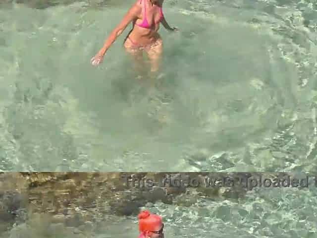 Pink bikini in a gorgeous bay