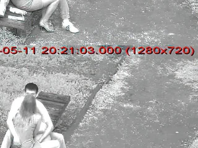 Amateur couple on a date and caught by street camera