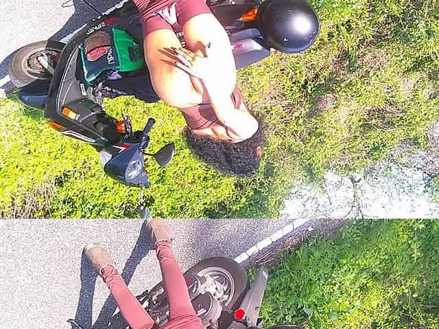 SOLO FEMALE PUBLIC STRIPPED OUTSIDE ACTUALLY GETS CAUGHT BY A BIKER ON THE BIKE TRAIL