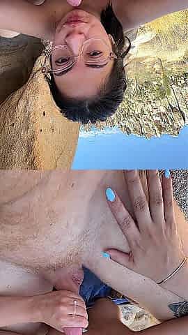"I don't care if they all watch me, just cum all over my glasses"