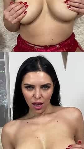 Kira Strips Red Lace to Pound Her Wet Pussy with a Dildo!