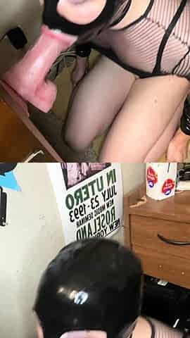 Rubber mask deep throating