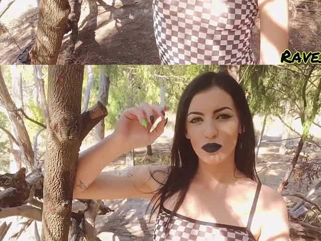 Smokin' seduction outside in blue lipstick