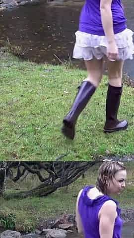 Welly Sploshing in Boots and No Panties!