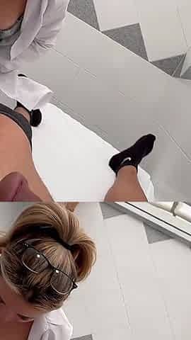 Vip Service. the Nurse Took a Semen Sample From a Client with Her Tongue