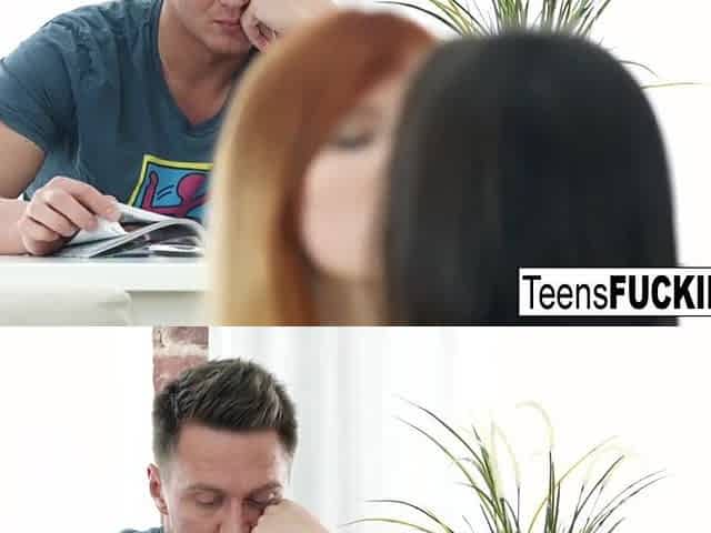 This guy joins 2 sexy Russian teens for a three-some
