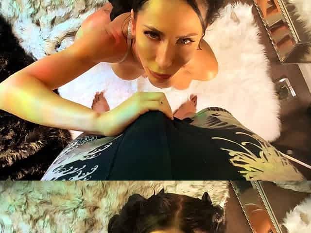 Small tit brunette sucks a big cock hardcore