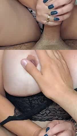 Latina Wife MILF POV in Sexy Pajamas Handjob with Ass Play, Pussy Ride and Cumshot in Mouth