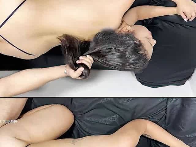 This gal was getting her butt pumped and her twat kept ejaculating
