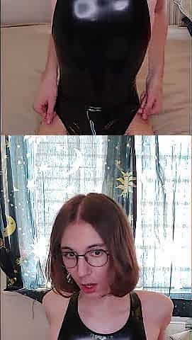 Jerking and cumming on my indeed constricted shiny costume