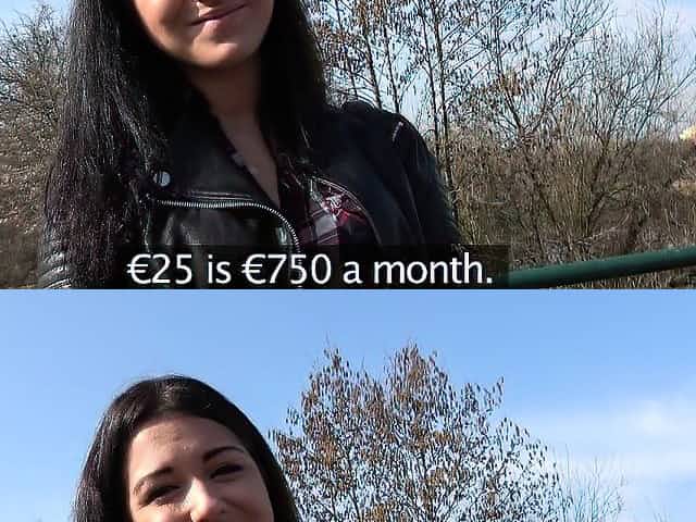 Public Agent Russian waitress fucked outside in public