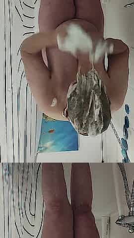 big beautiful woman Shaves in the Shower