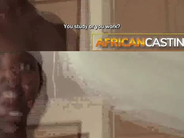 Smiling ebony strumpet almost lost consciousness from pleasure while fucking at casting