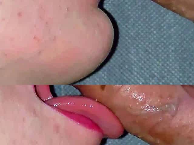 BIG MINET: Sucking cock tongue and lips, cum in mouth