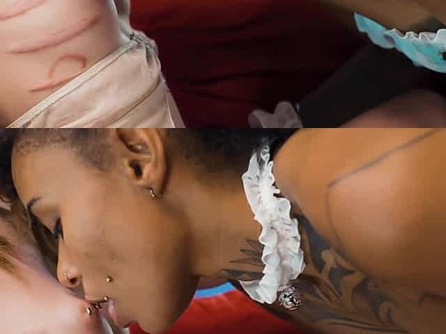 Intensive Interracial threesome with Darksome Skin Playgirl and Shy European Cutie