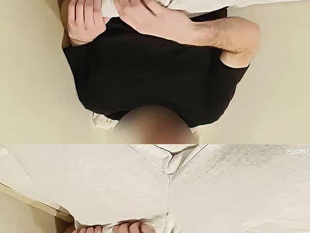 Horny guy in gray pants gets hard and jerks off getting all the milk out