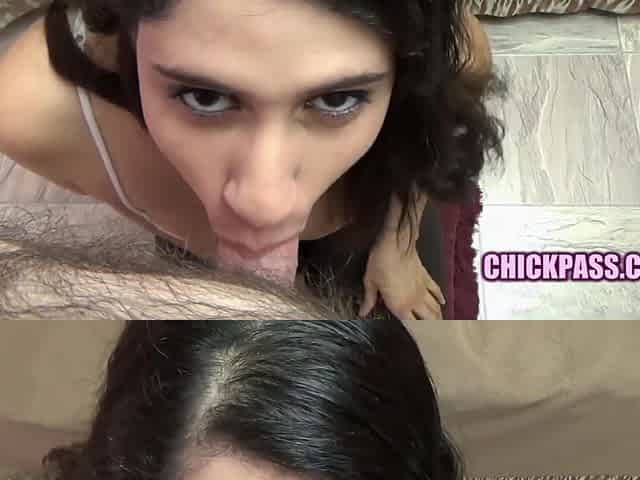 ChickPass - Busty Latina babe Nicole Paris blows a lucky geek