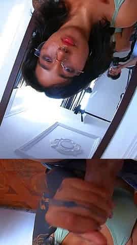 School Tattoed Babe Giving Blowjob