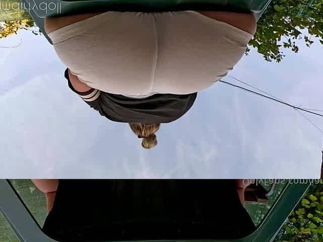 Outdoor anal solo and masturbating blonde