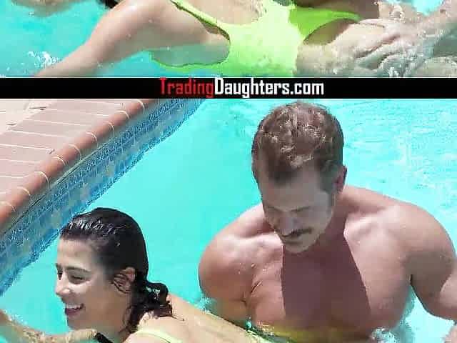 SEXY Teens Exchange Their Step Fathers And Bang 'em By The Pool