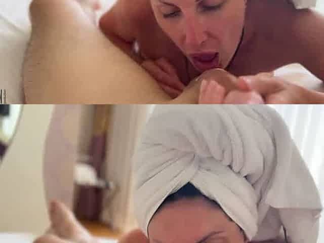 Step-mom tempts her stepson post-shower - homemade porn gone wild!