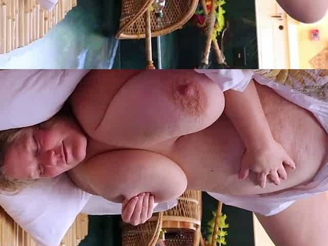 Fat whore with big boobs masturbating and cumming on webcam