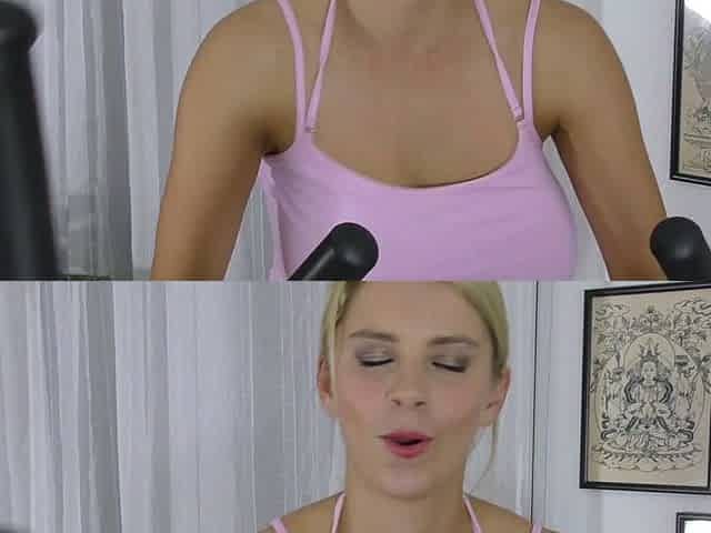 Amateur blond girl with big boobs getting fucked