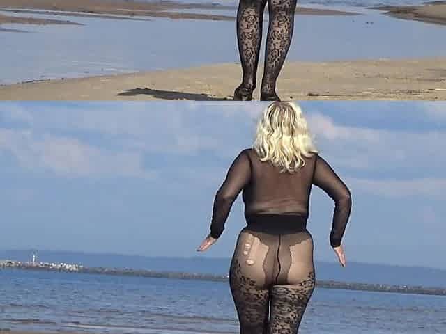 Black Style-walk on the Beach