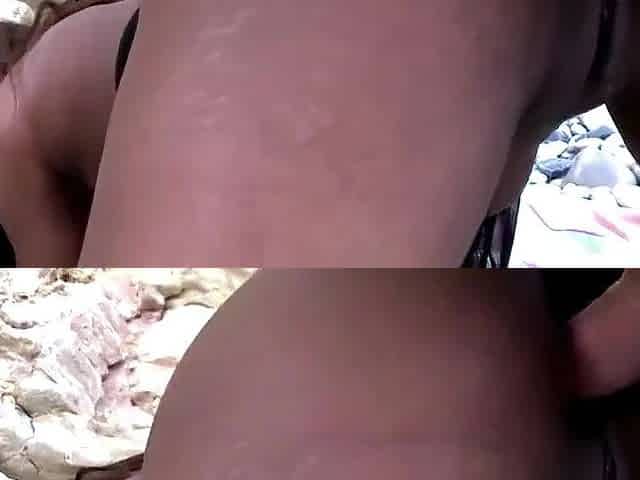 Hot ebony cutie bang outdoor