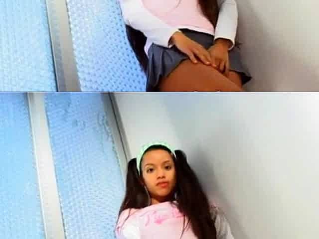 Latina teen fingers herself