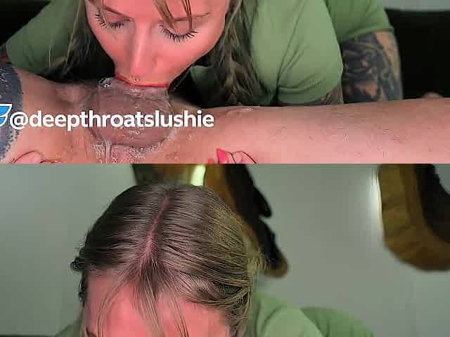 The superlatively good Deepthroat u'll watch all day - Blue eyed golden-haired cutie sucks cock all day