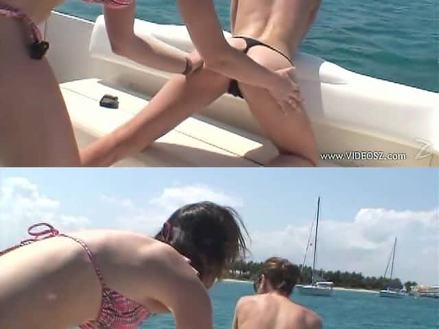 Two horny sluts having sex on a yacht