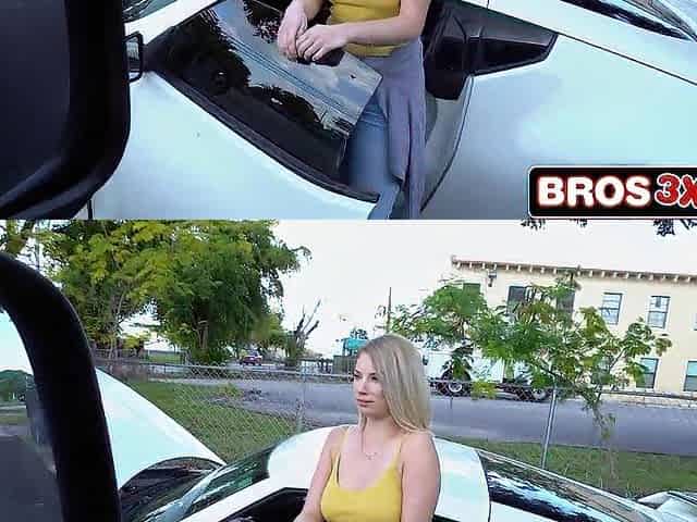 Broken Down Car Leads to Big Boob Blonde Riding for Money